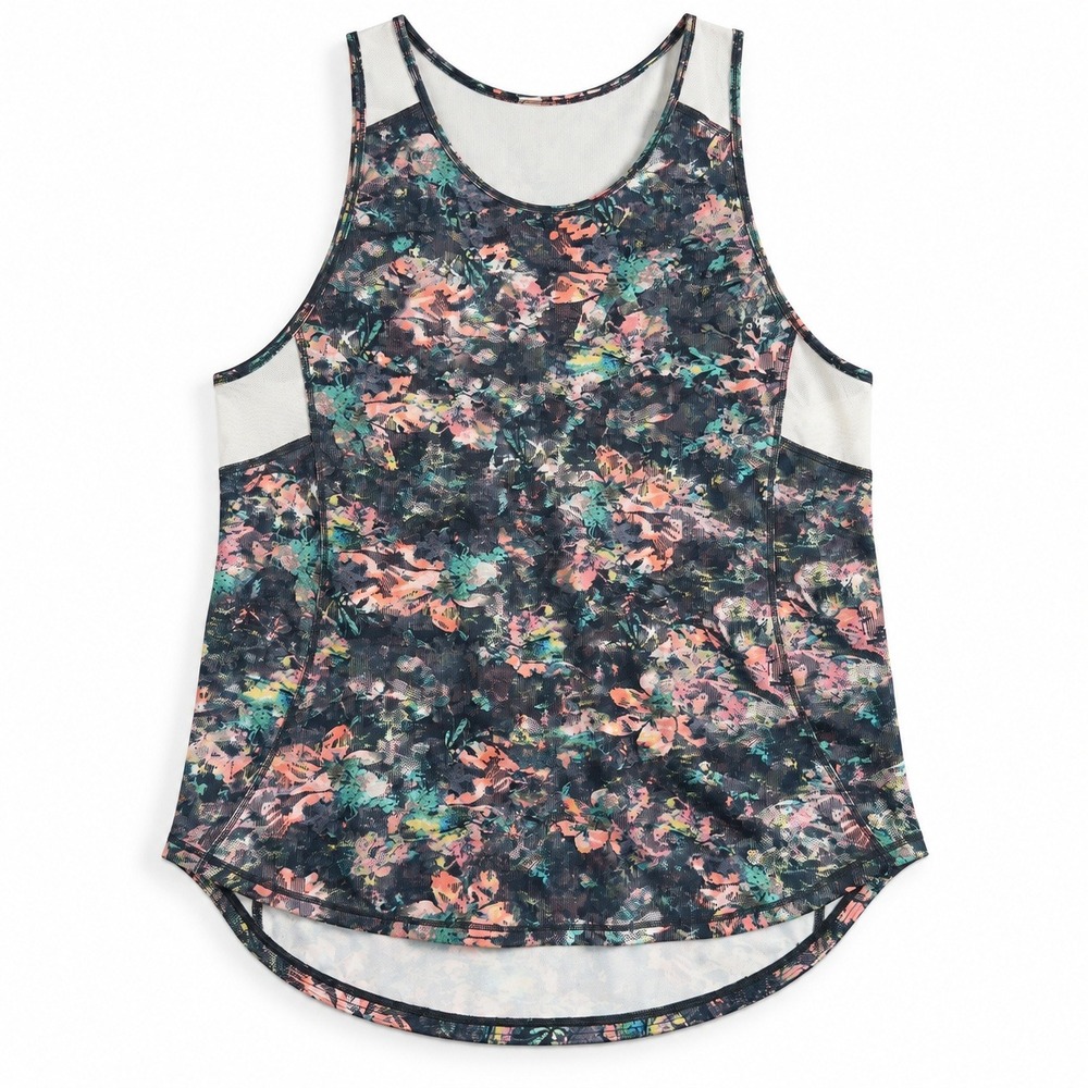 Lululemon Womens Floral Print Racerback Tank Top Black Pink Teal Athletic Yoga